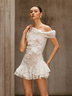 Durriyah One Shoulder Flower Mini Dress Avalabel