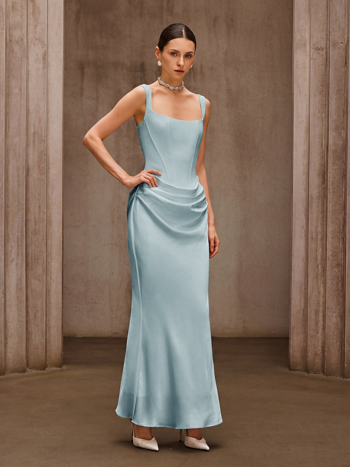 Duyen Sleeveless Corset Maxi Dress In Mint Avalabel