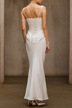 Duyen Sleeveless Corset Maxi Dress In White Avalabel