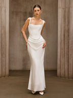 Duyen Sleeveless Corset Maxi Dress In White Avalabel