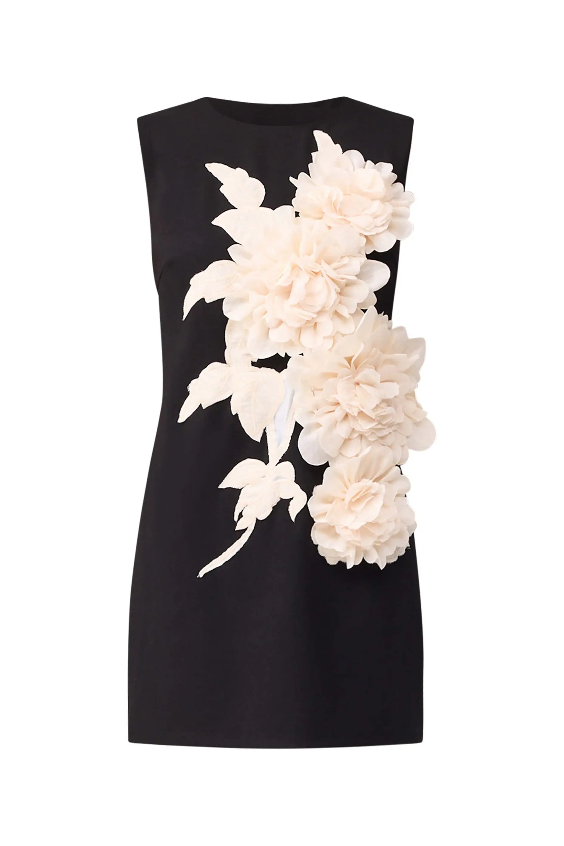 mandy 3d flower embellished Mini Dress in Black Avalabel