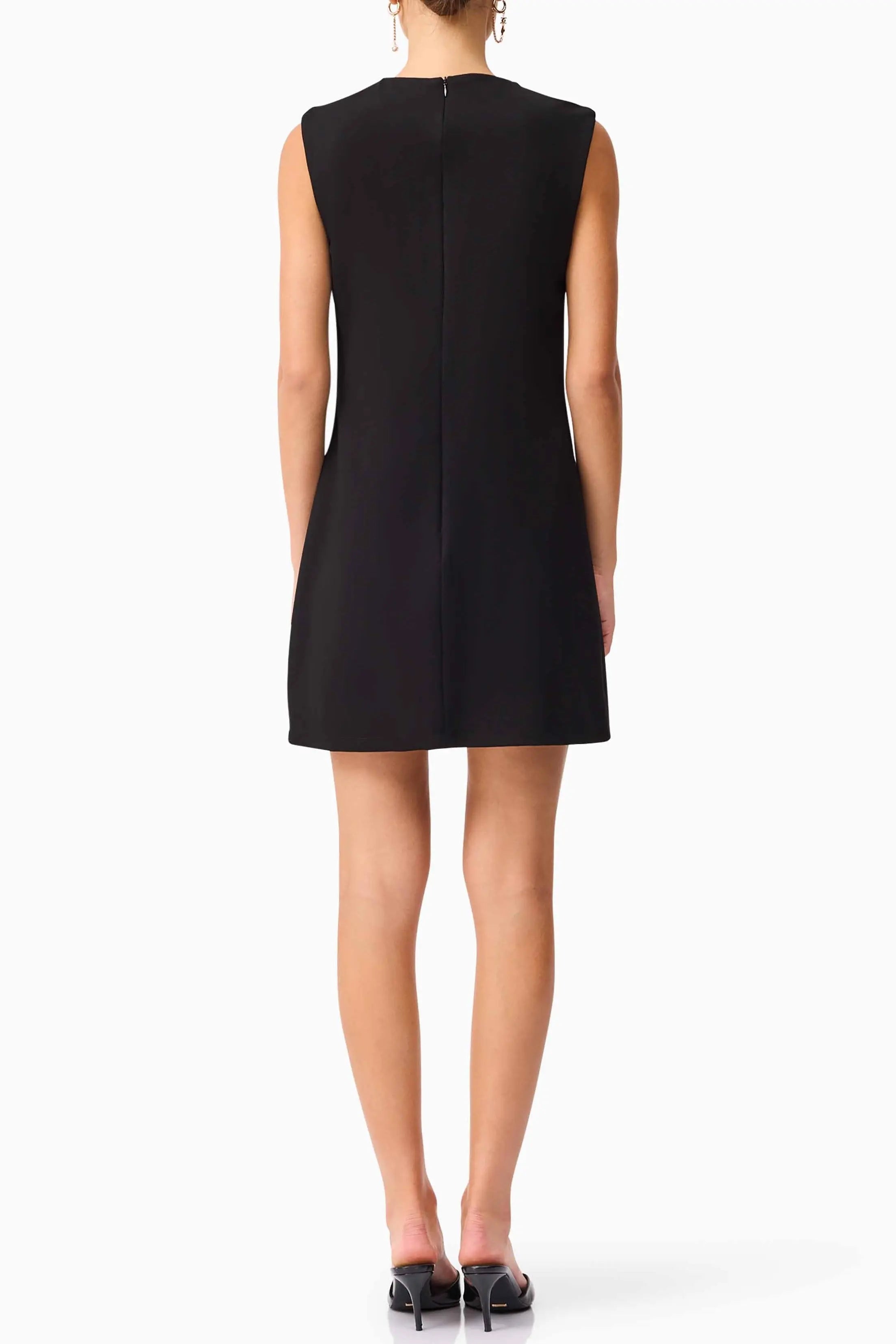 mandy 3d flower embellished Mini Dress in Black Avalabel