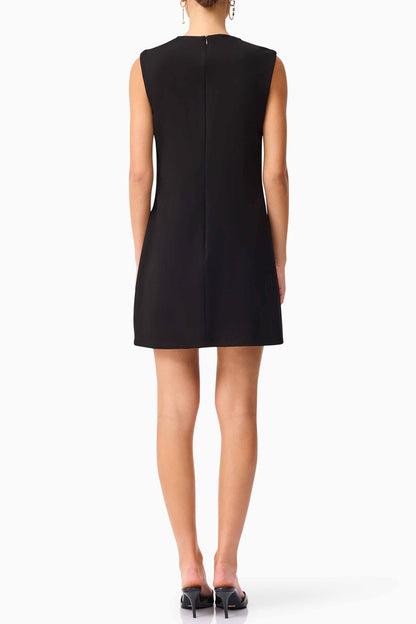 mandy 3d flower embellished Mini Dress in Black