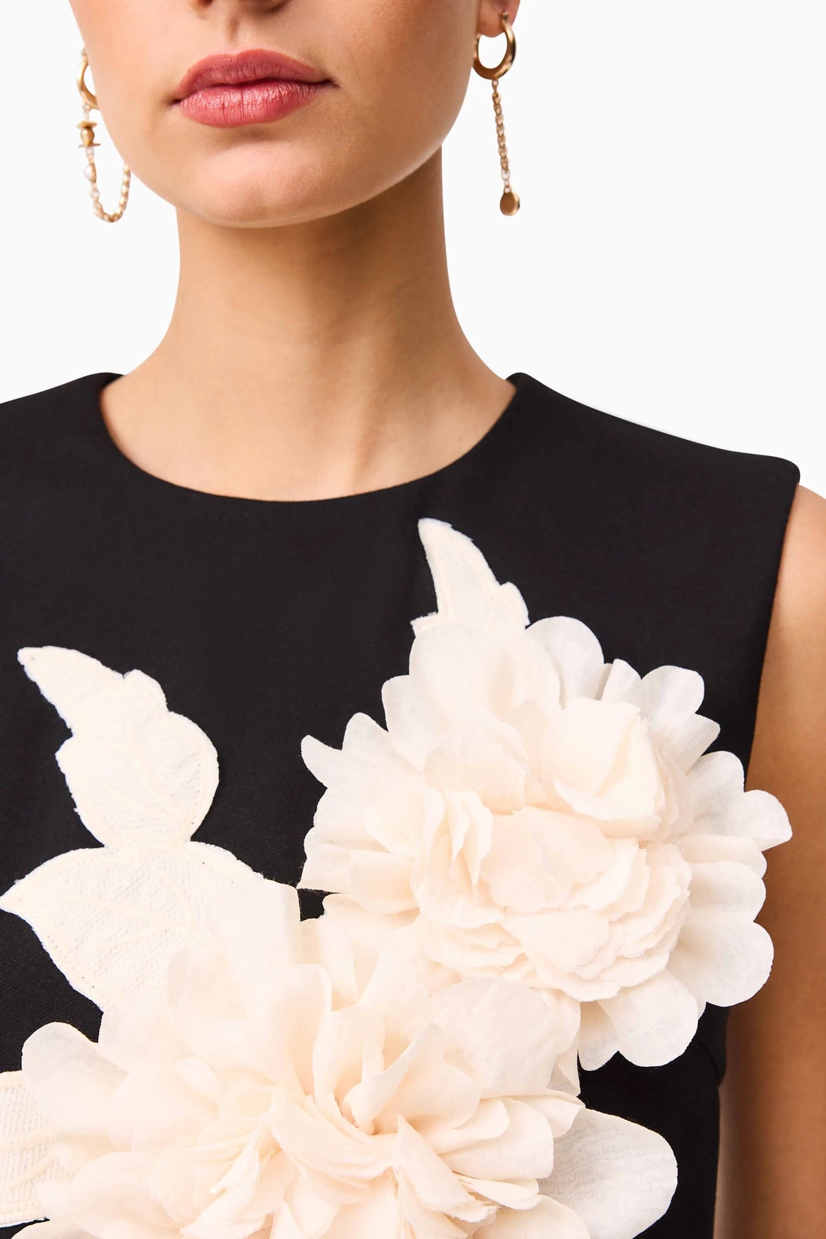 mandy 3d flower embellished Mini Dress in Black Avalabel
