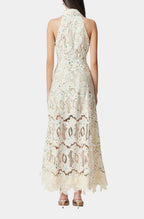 Chloe Sleeveless Hollow Lace Maxi Dress in Beige Avalabel