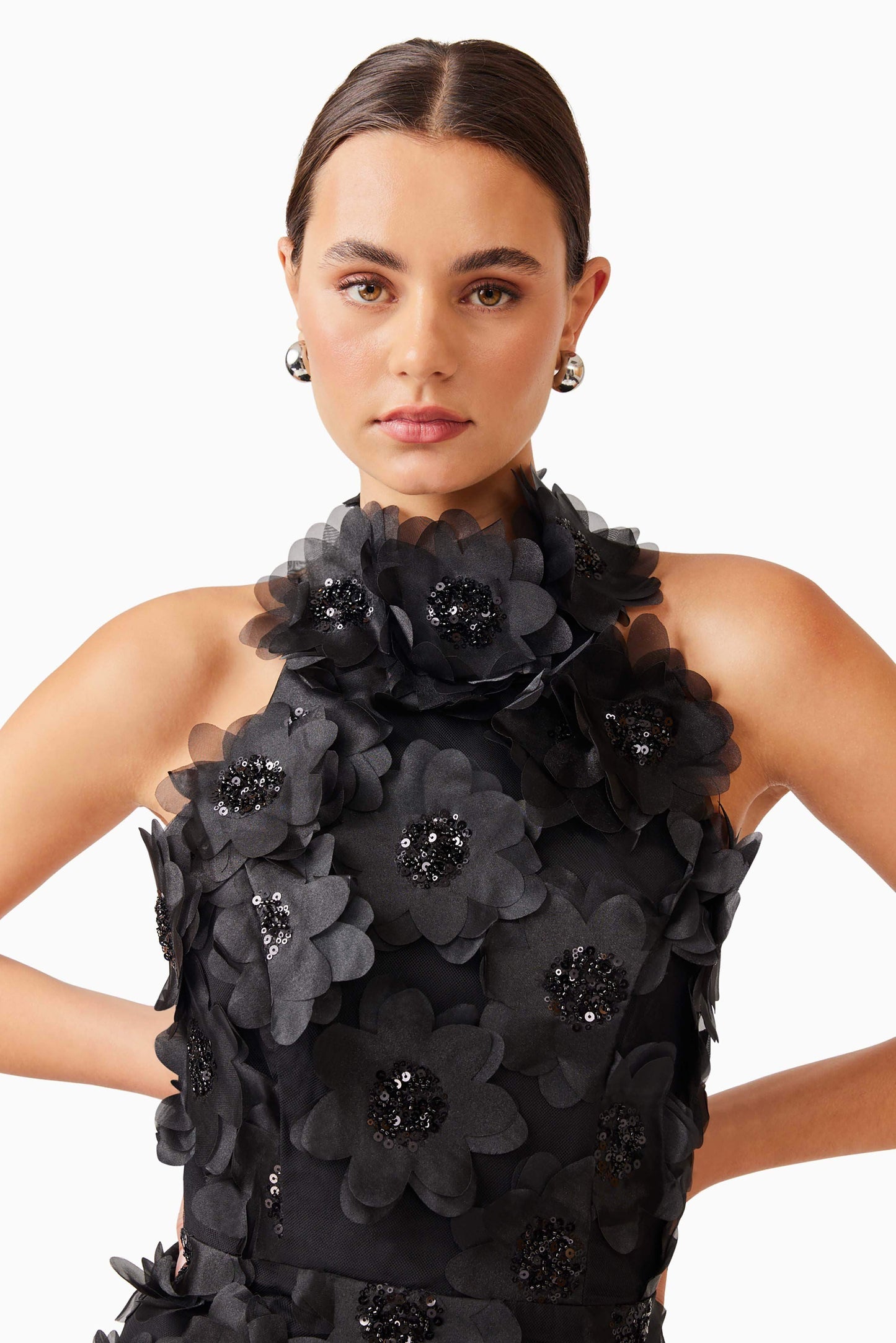 Cherry Blossom Mini Dress in Black