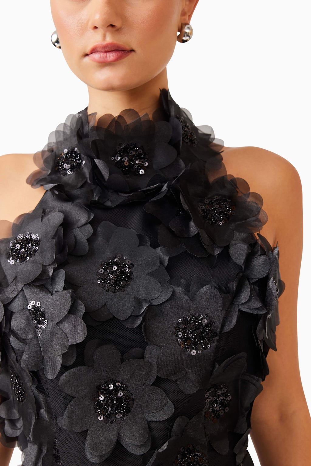 Cherry Blossom Mini Dress in Black Avalabel