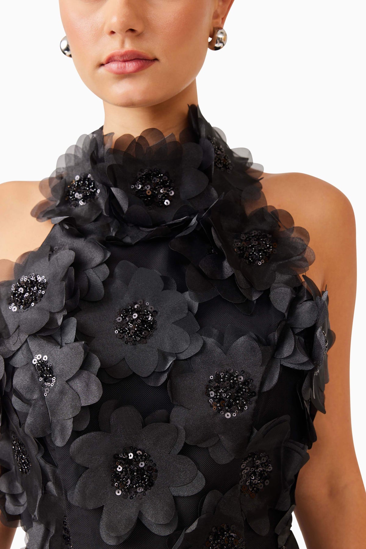 Cherry Blossom Mini Dress in Black Avalabel