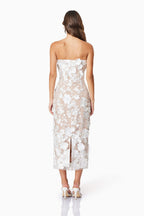 Helena Strapless Midi Dress In White Avalabel
