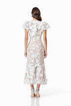 Astraea 3D Lace Maxi Dress In White Avalabel