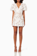 Zayla 3D Floral Mini Dress in White Avalabel
