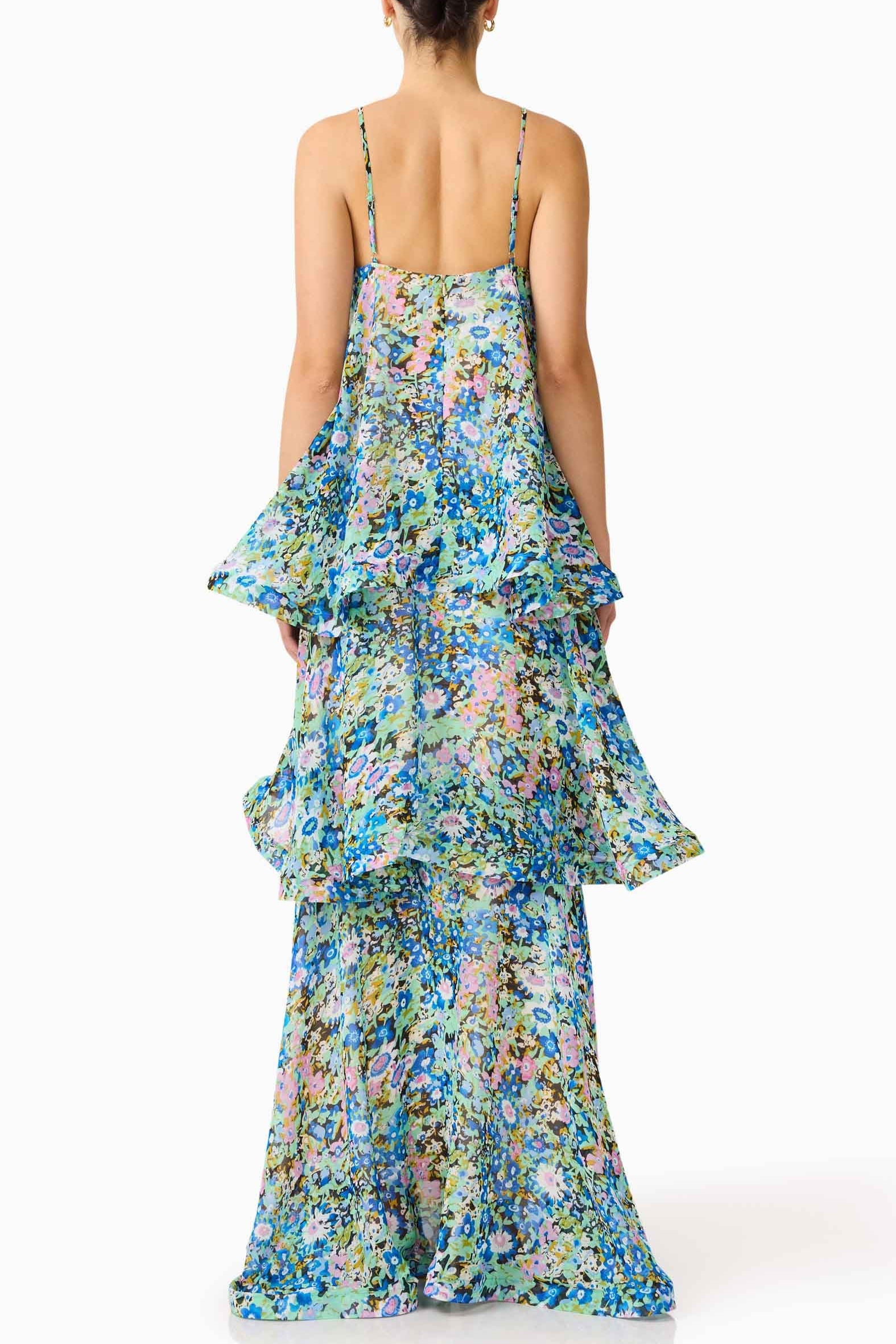 Sandy Tiered Maxi Dress In Green Floral Avalabel