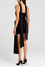 Rachel Ribbon Strapless Velvet Mini Dress in Black Avalabel