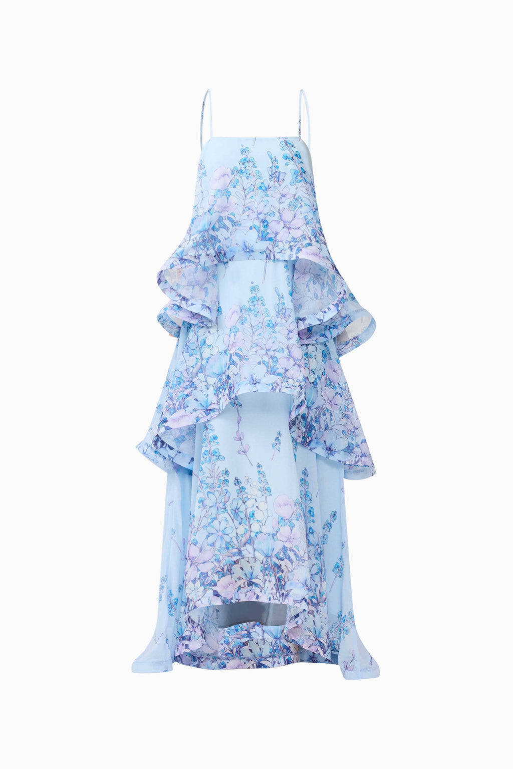 Sandy Tiered Maxi Dress In Baby Blue Floral Avalabel