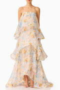 Sandy Tiered Maxi Dress In Yellow Floral Avalabel