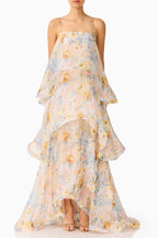 Sandy Tiered Maxi Dress In Yellow Floral Avalabel