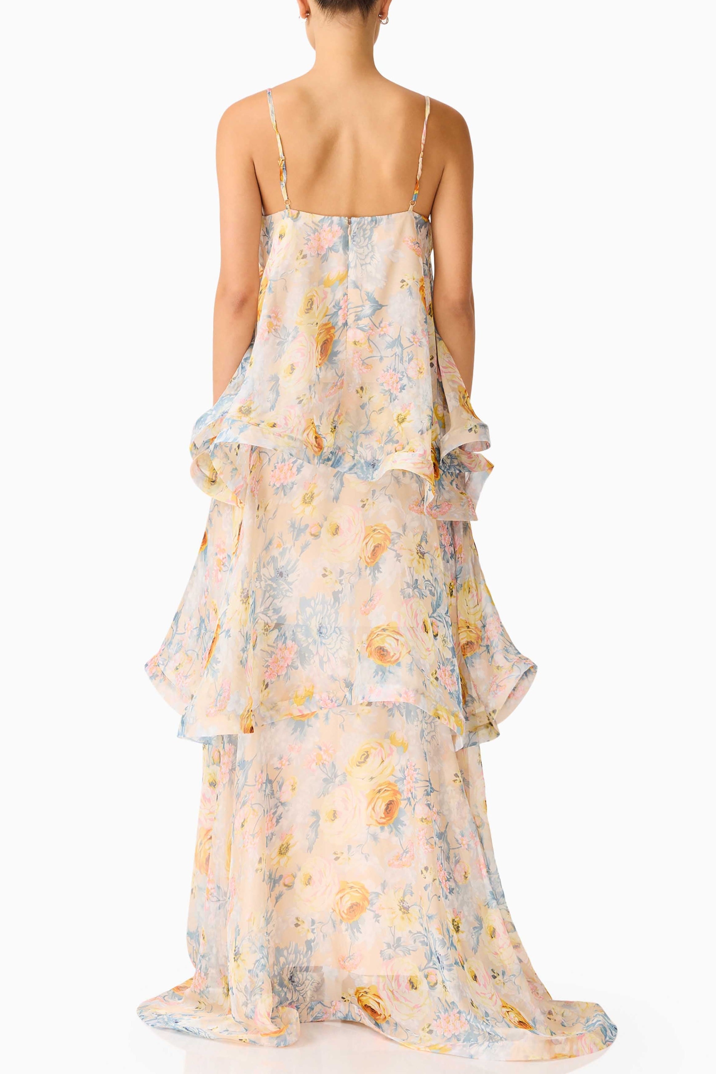 Sandy Tiered Maxi Dress In Yellow Floral Avalabel