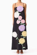 Kristin Buttercup Embroidered Maxi Dress in Black Avalabel