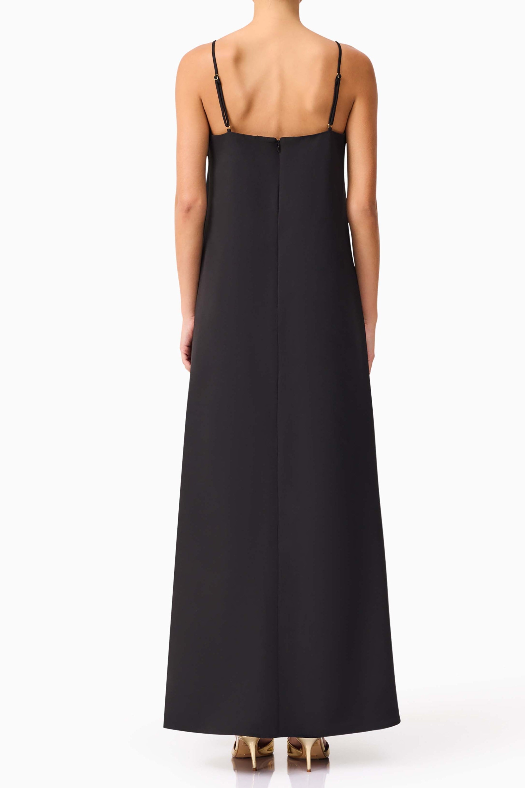 Kristin Buttercup Embroidered Maxi Dress in Black Avalabel