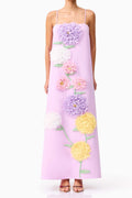 Kristin Buttercup Embroidered Maxi Dress in Purple Avalabel