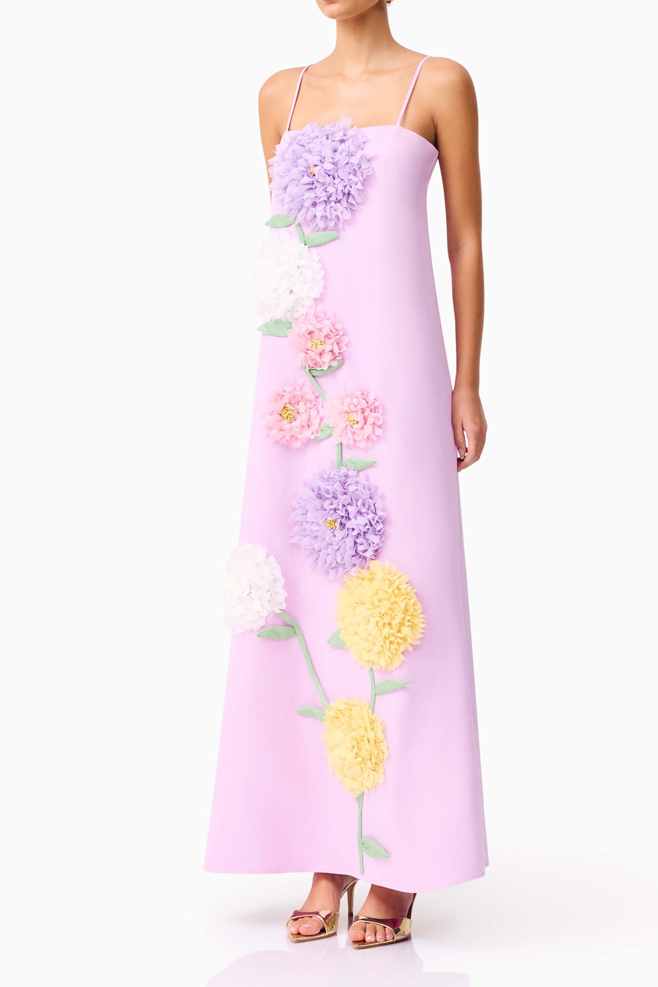 Kristin Buttercup Embroidered Maxi Dress in Purple Avalabel