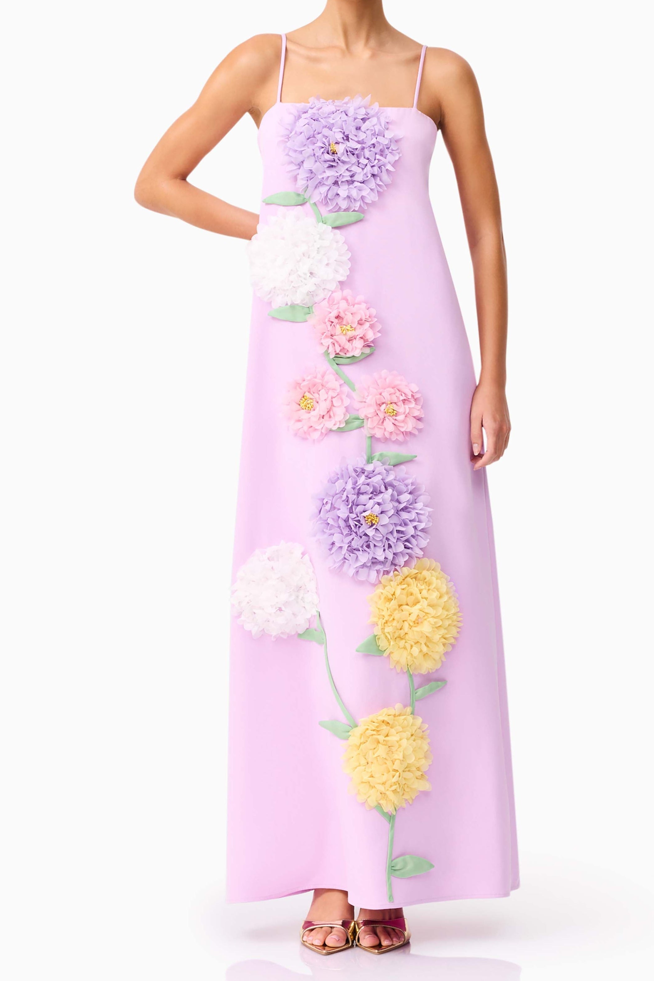 Kristin Buttercup Embroidered Maxi Dress in Purple Avalabel