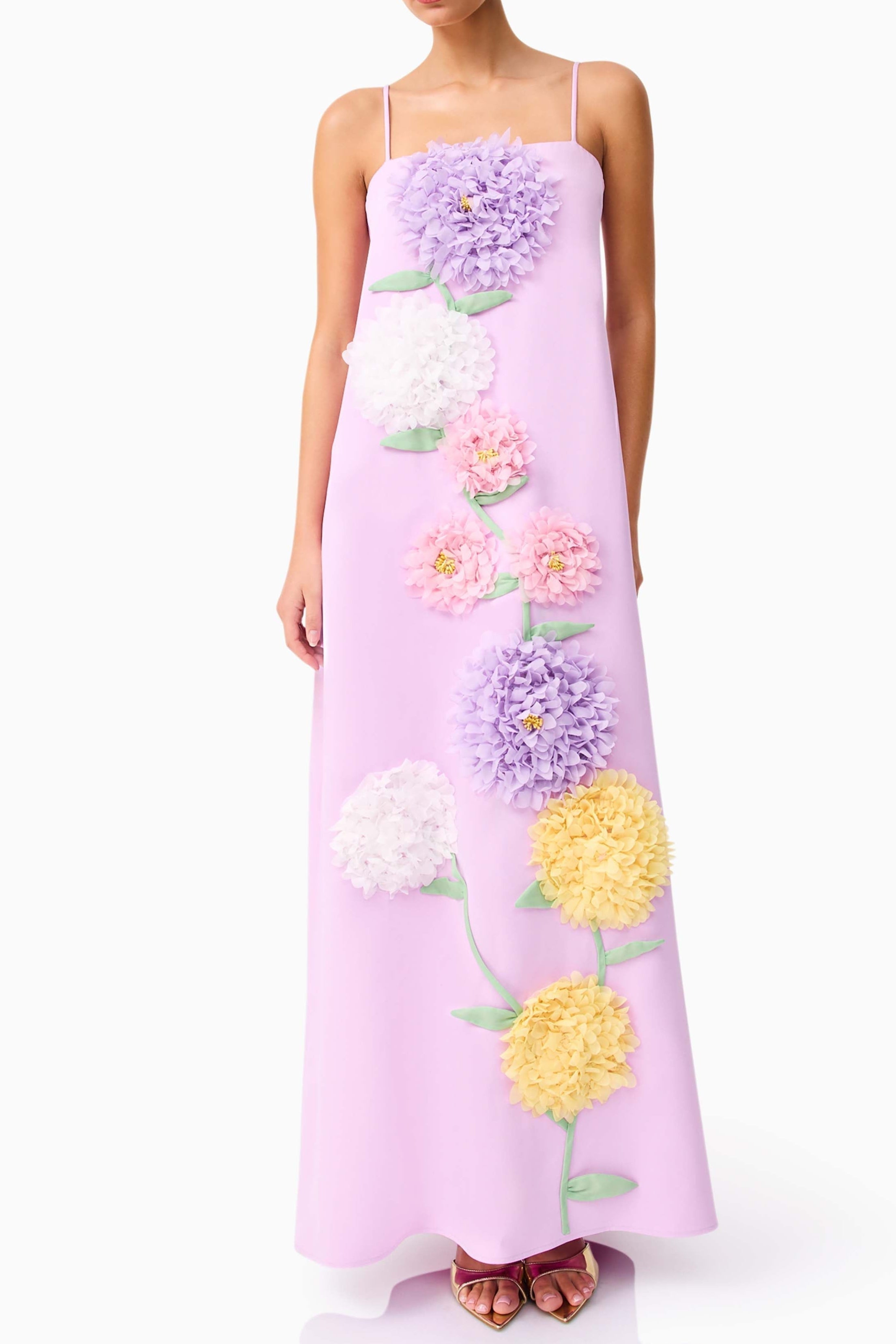 Kristin Buttercup Embroidered Maxi Dress in Purple Avalabel