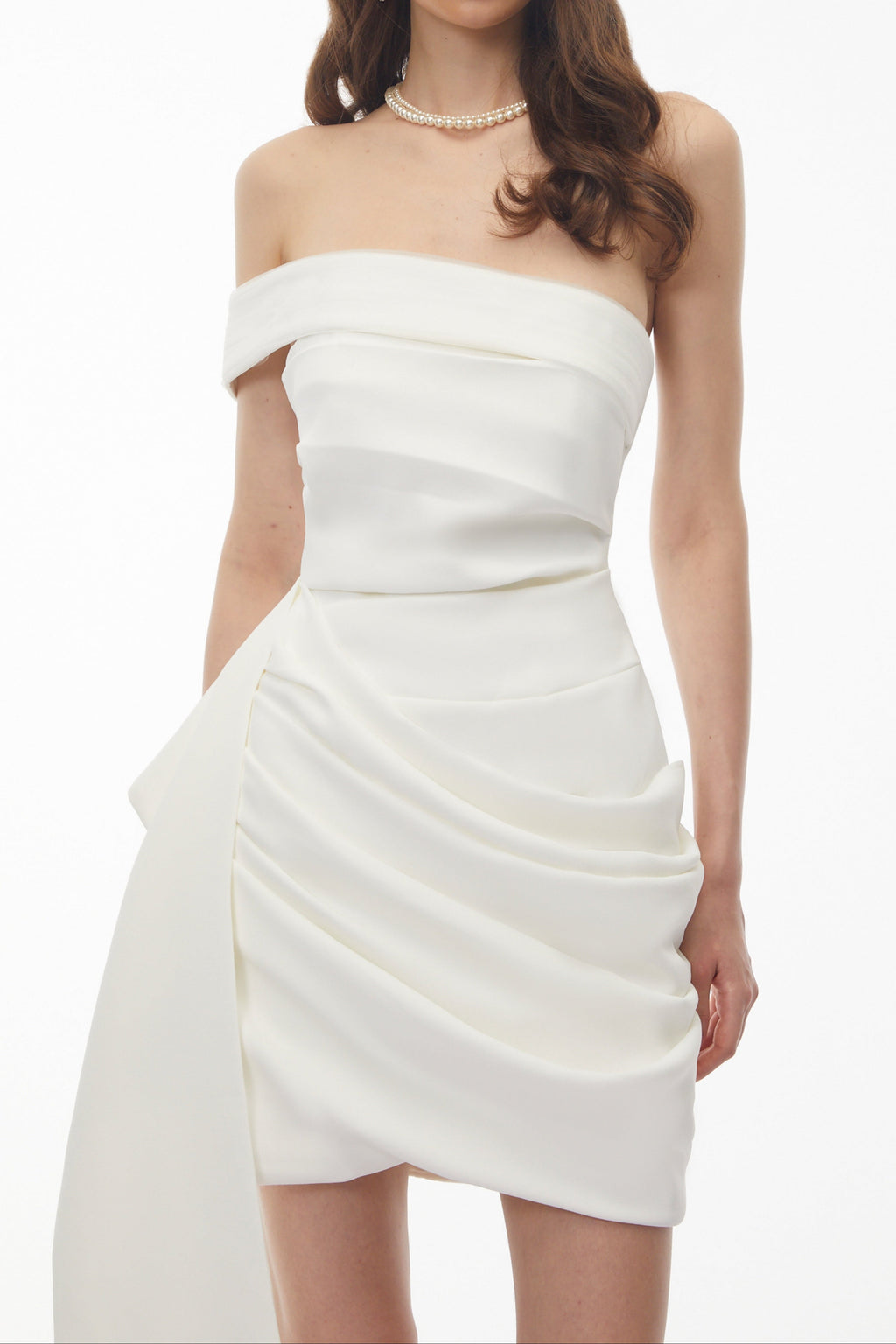 Off Shoulder Draped Wrap Mini Dress poava