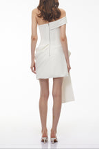 Off Shoulder Draped Wrap Mini Dress poava