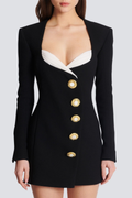 evelyn Asymmetric Buttoned Mini Dress Avalabel