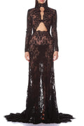Juselius Lace Cutout Maxi Dress - Black Avalabel
