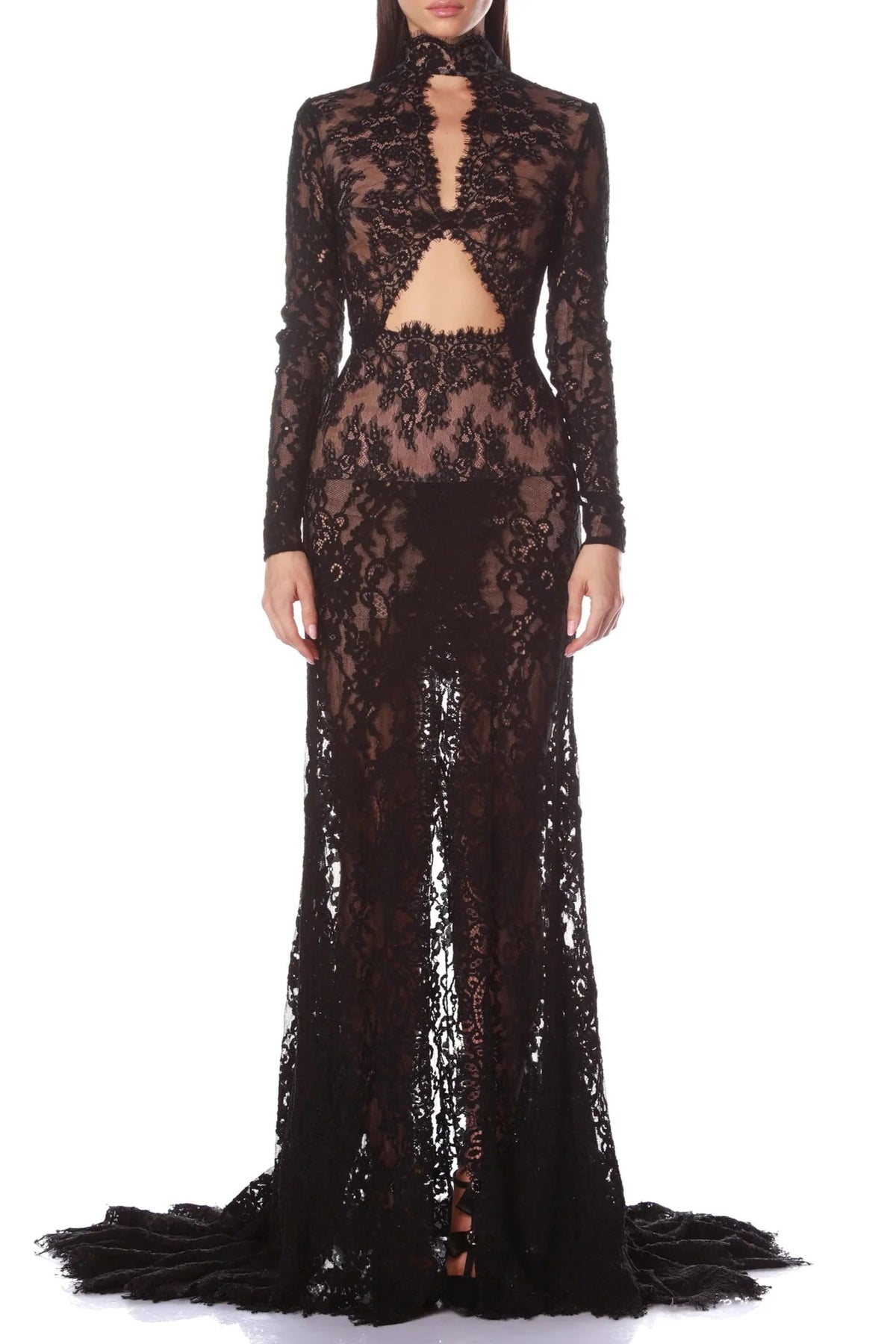 Juselius Lace Cutout Maxi Dress - Black Avalabel
