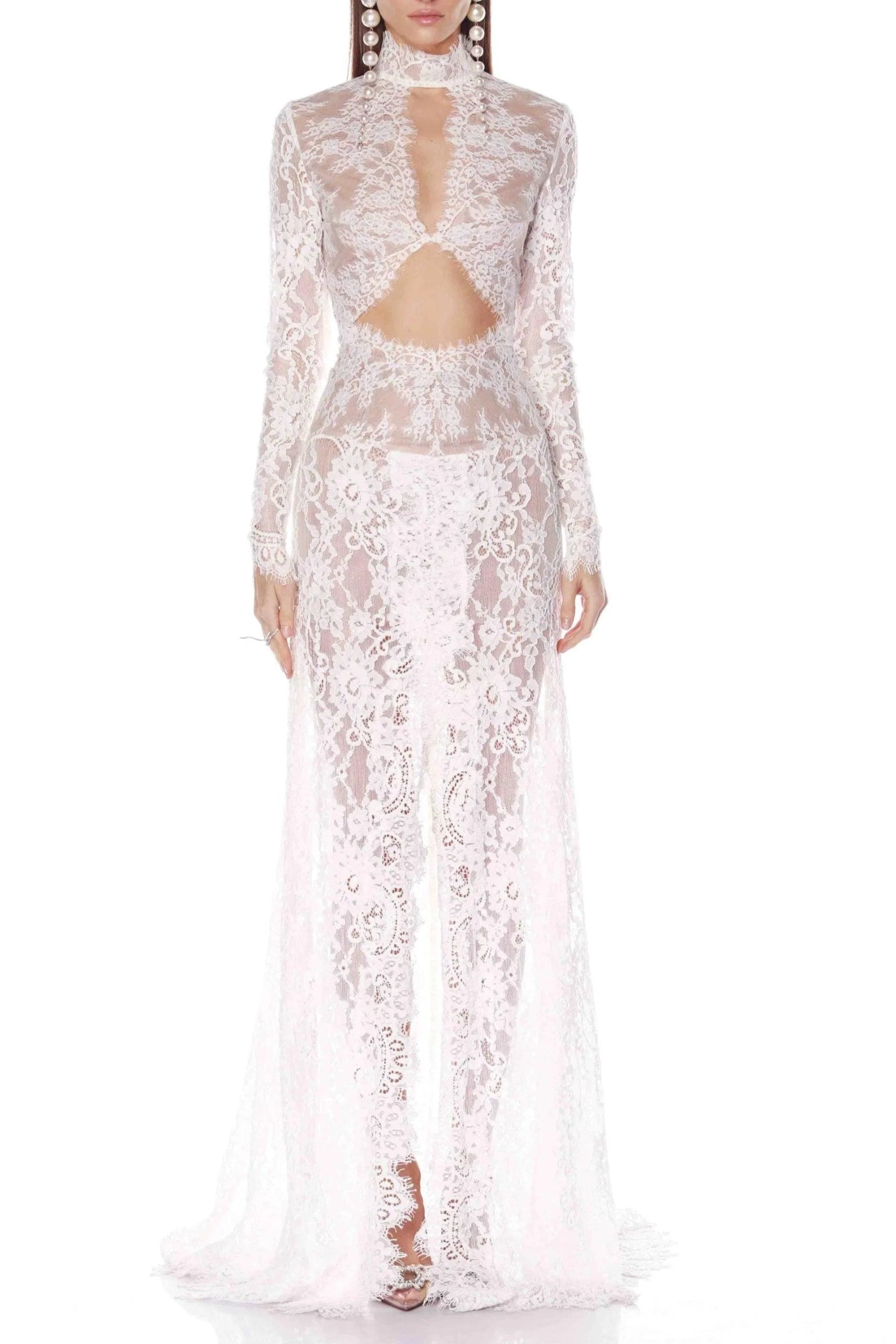 Juselius Lace Cutout Maxi Dress - White Avalabel