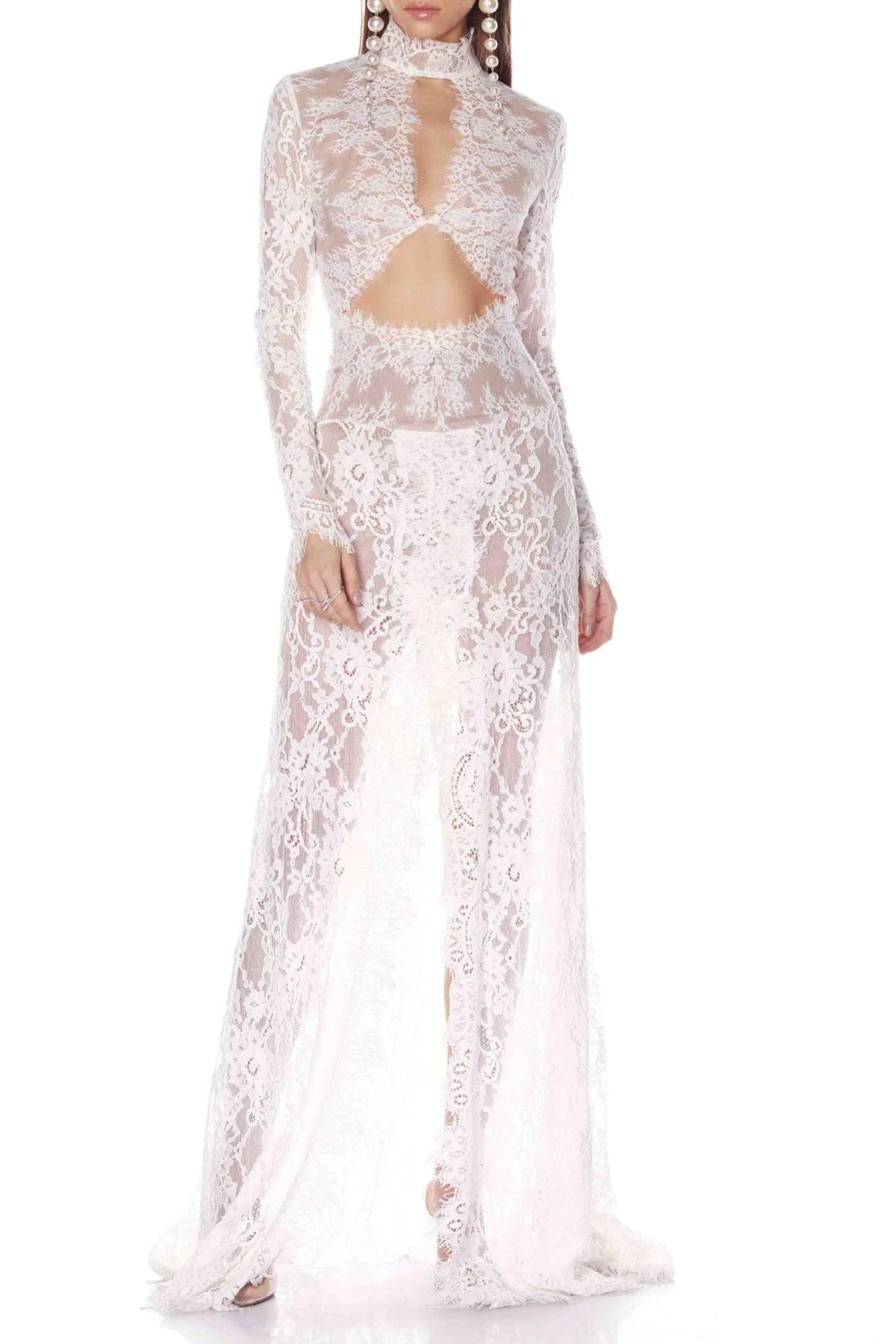 Juselius Lace Cutout Maxi Dress - White Avalabel