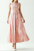 Crochet Sleeveless Backless Maxi Dress In Pink Avalabel
