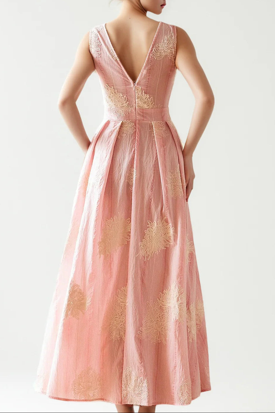 Crochet Sleeveless Backless Maxi Dress In Pink Avalabel