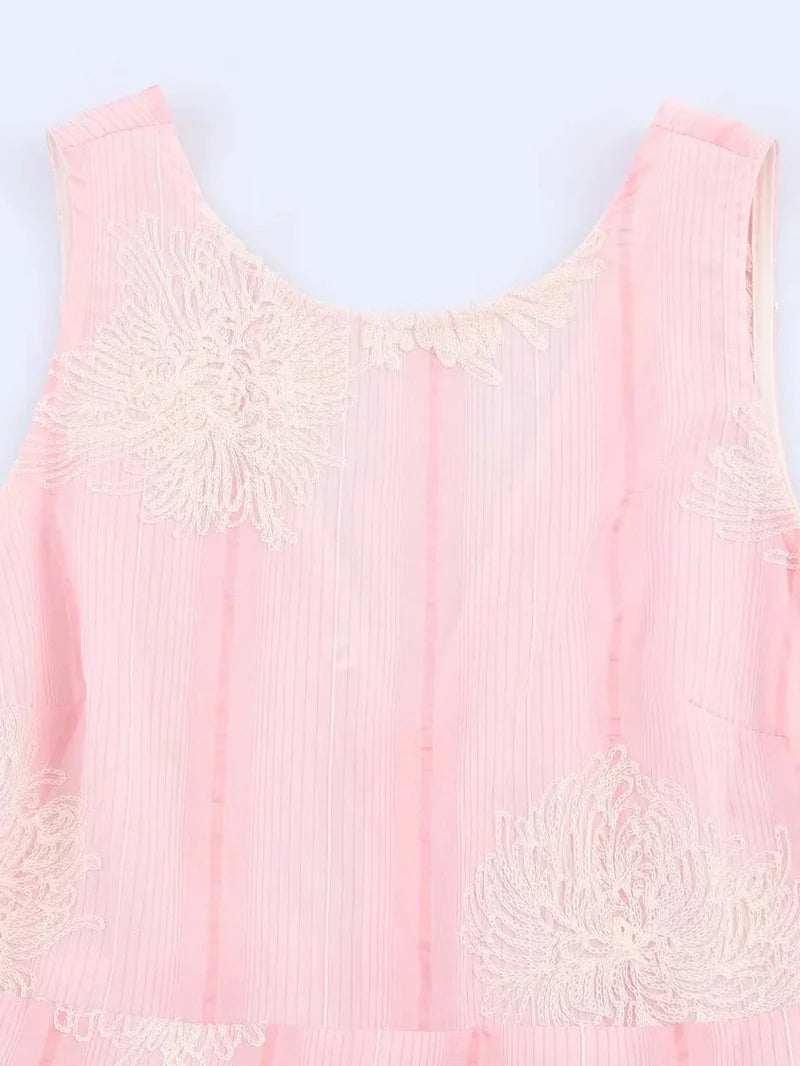 Crochet Sleeveless Backless Maxi Dress In Pink Avalabel