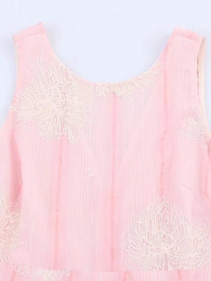 Crochet Sleeveless Backless Maxi Dress In Pink Avalabel