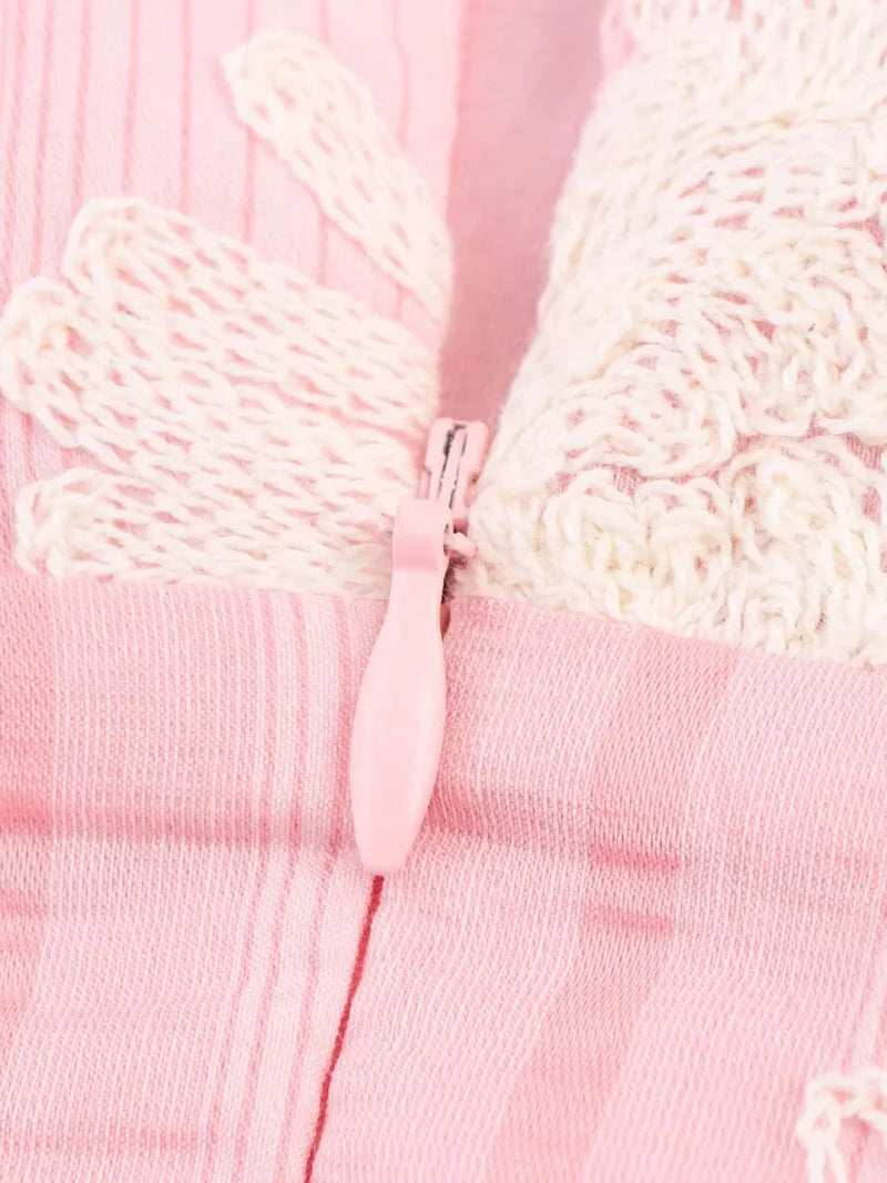Crochet Sleeveless Backless Maxi Dress In Pink Avalabel