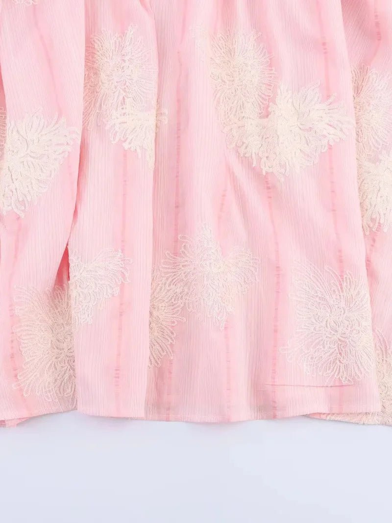 Crochet Sleeveless Backless Maxi Dress In Pink Avalabel