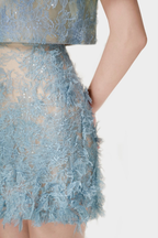 Elsea Lace Top & Mini Skirt Set - Blue Avalabel