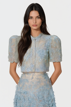 Elsea Lace Top & Mini Skirt Set - Blue Avalabel