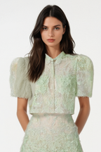 Elsea Lace Top & Mini Skirt Set - Green Avalabel