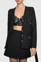 Emilia Sequin Embellished Cardigan - Black Avalabel