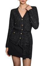 Emilia Sequin Embellished Cardigan - Black Avalabel