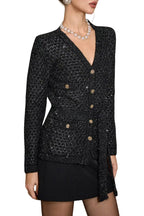 Emilia Sequin Embellished Cardigan - Black Avalabel