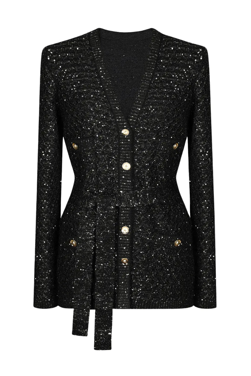 Emilia Sequin Embellished Cardigan - Black Avalabel