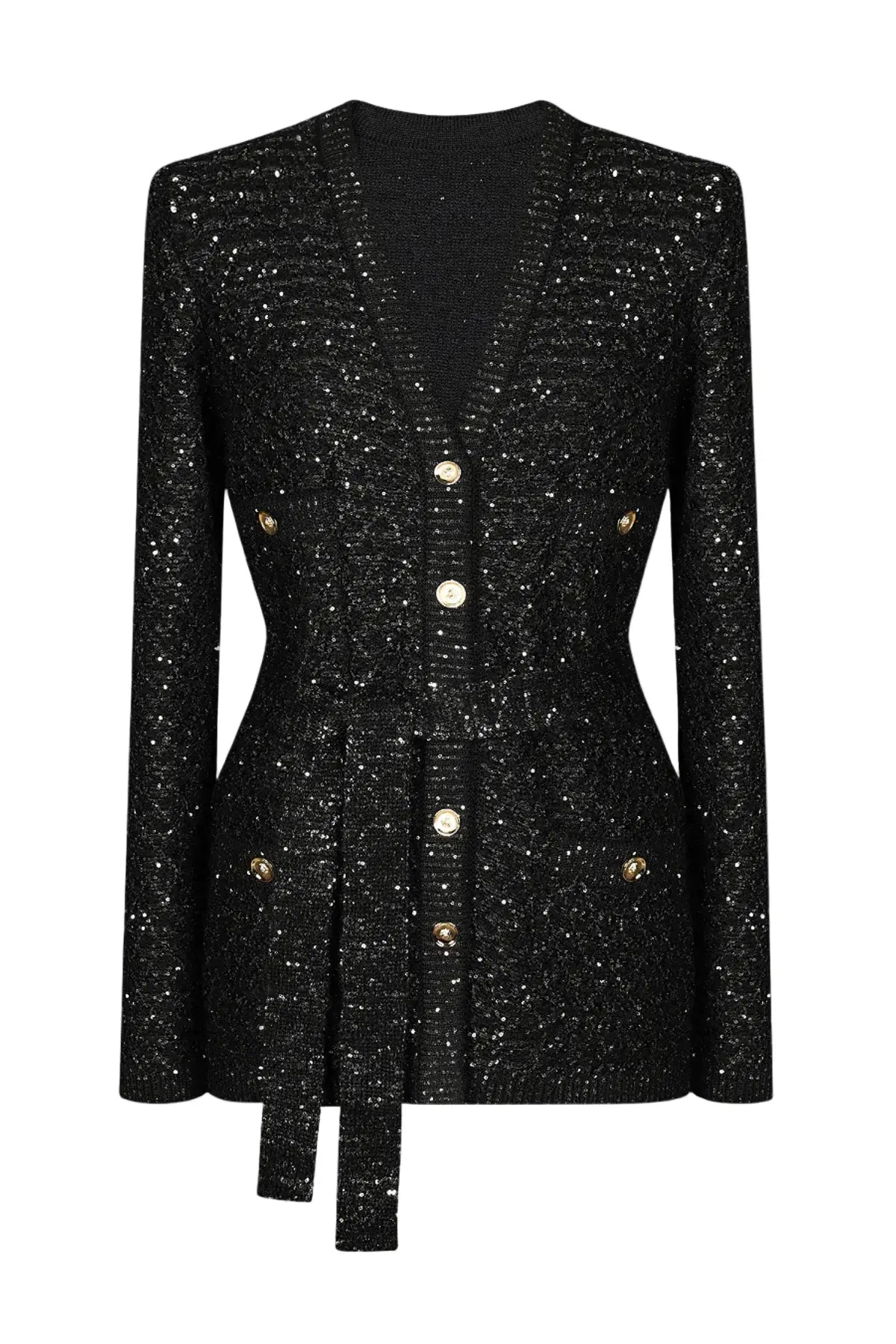 Emilia Sequin Embellished Cardigan - Black Avalabel