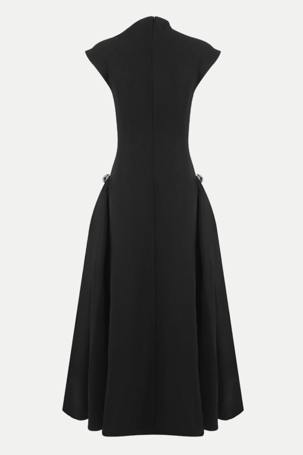 Eorkone Symmetric Drapes Flared Midi Dress - Black Avalabel