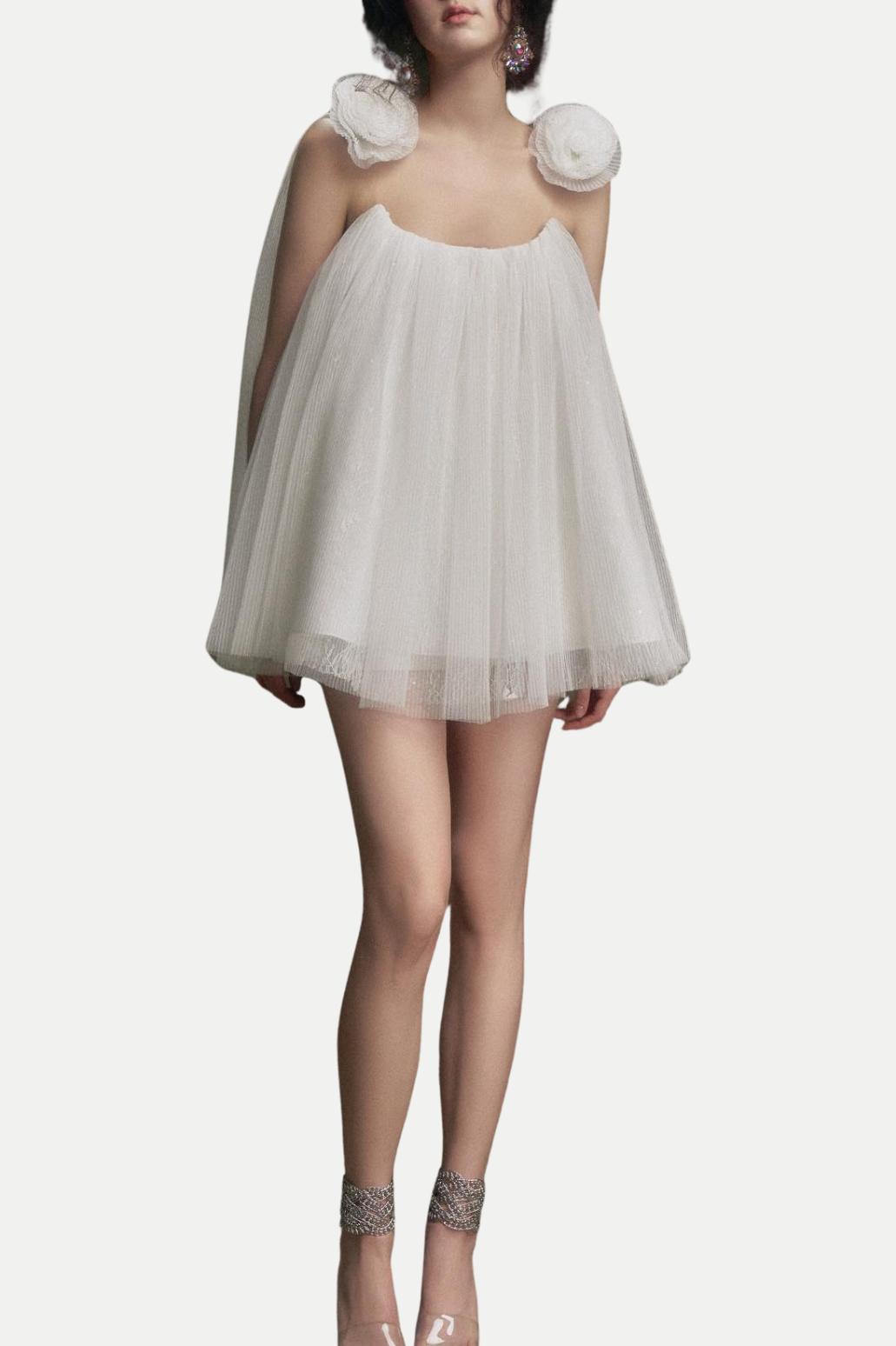 Eorland Floral Chiffon Ruched Mini Dress Avalabel